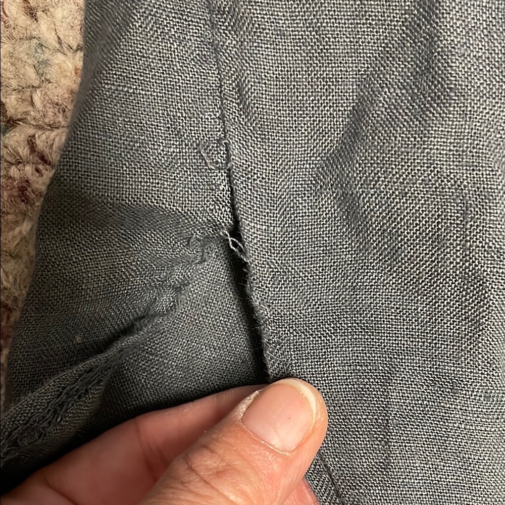 100% linen and lace Gray Sleeveless midi Dress - Picture 7 of 11